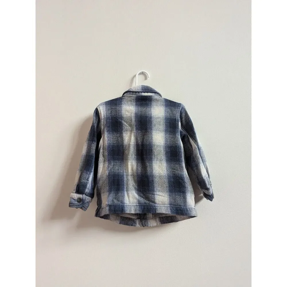 Old Navy 4T Boys Blue Plaid Shacket Jacket